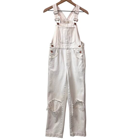 Madewell Denim - Madewell x Where I Was From Denim Overalls Women's XS Distressed Cropped Neutral